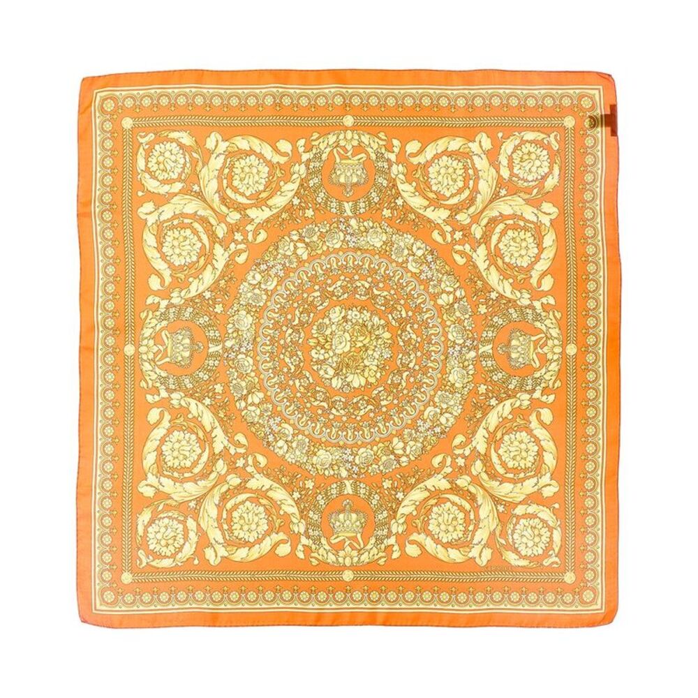 Versace Barocco Print Silk Scarf, Orange